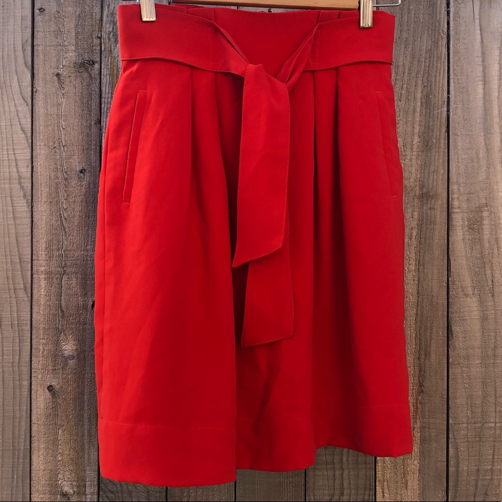 Red/Orange High waisted, pleated skirt. H&M
